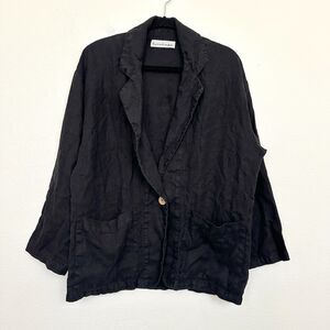 Love and Confuse Linen Jacket Lagenlook Bohemian Black Oversized Women's Small